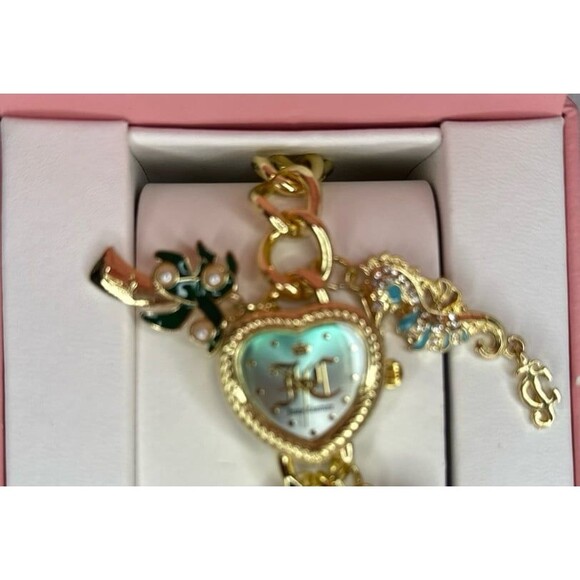 GOLD JUICY COUTURE HEART-SHAPED OCEAN THEMED WATCH - Picture 3 of 5